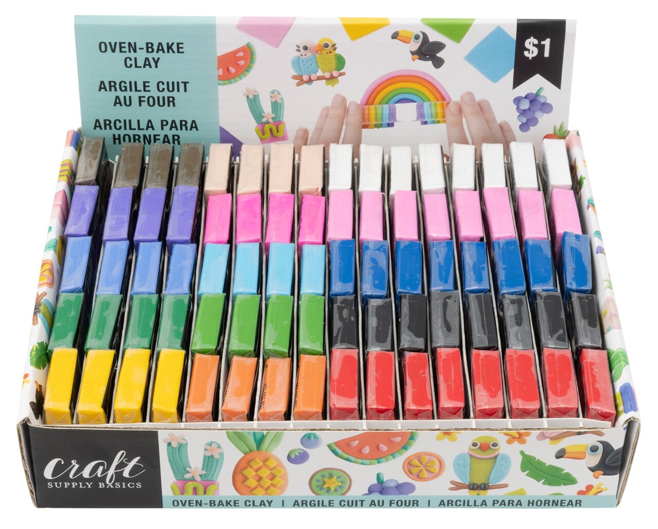 American Crafts Oven-Bake Clay Counter Display 80pcs-15 Assorted Colors